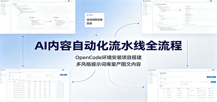 AI内容自动化流水线全流程：OpenCode环境安装项目搭建，多风格提示词库量产图文内容-天梦资源网