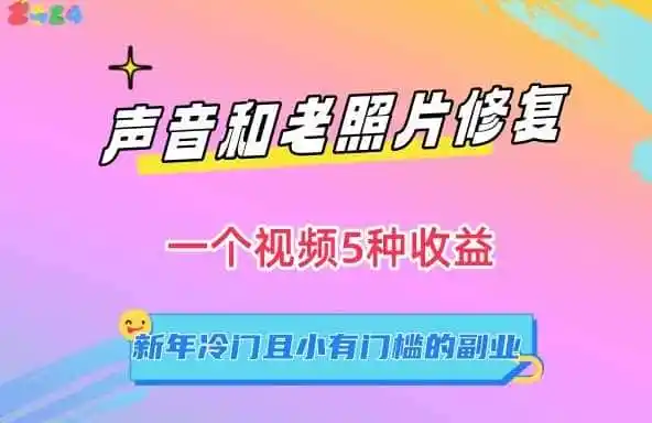 声音和老照片修复，一个视频5种收益，新年冷门且小有门槛的副业【揭秘】-天梦资源网
