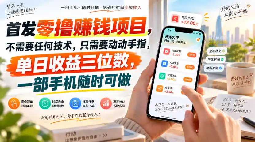首发零撸賺钱项目，不需要任何技术，只需要动动手指，单日收益三位数，一部手机随时可做【揭秘】-天梦资源网