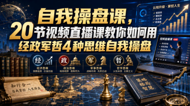 自我操盘课，20节视频直播课教你如何用经政军哲4种思维自我操盘-天梦资源网