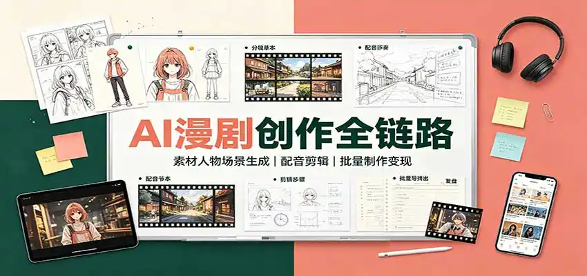AI漫剧创作全链路：素材人物场景生成，配音剪辑，批量制作变现-天梦资源网