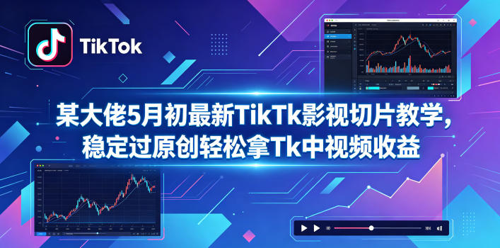 某大佬5月初最新TikTk影视切片教学，稳定过原创轻松拿Tk中视频收益-天梦资源网