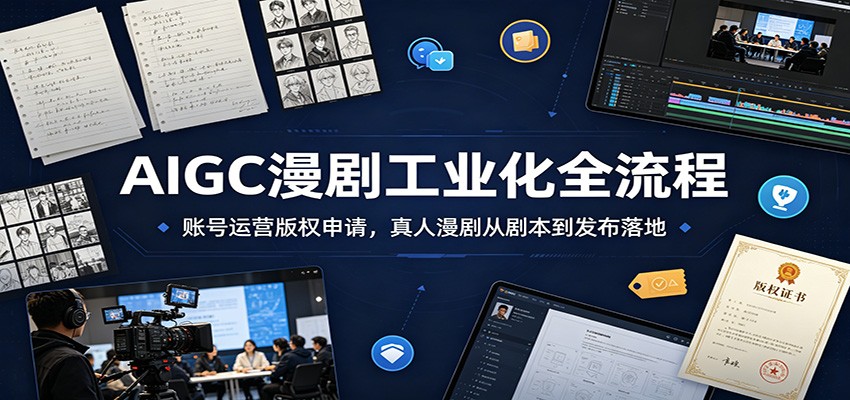 AIGC漫剧工业化全流程：账号运营版权申请，真人漫剧从剧本到发布落地-天梦资源网