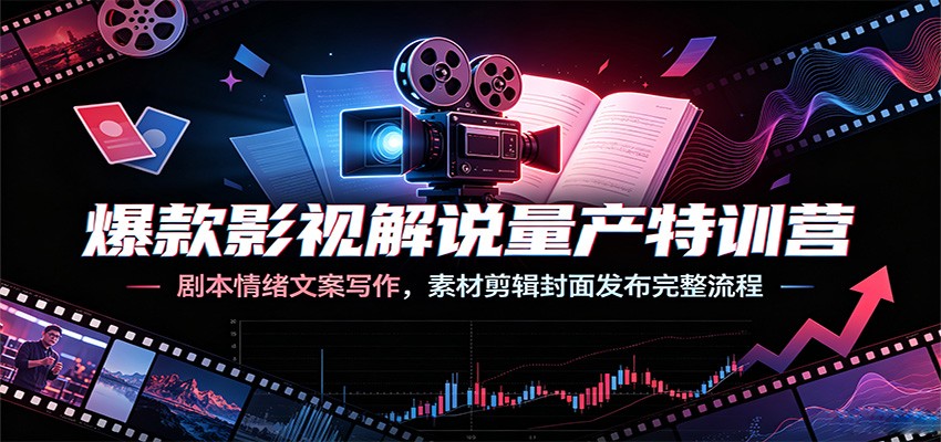 爆款影视解说量产特训营：剧本情绪文案写作，素材剪辑封面发布完整流程-天梦资源网