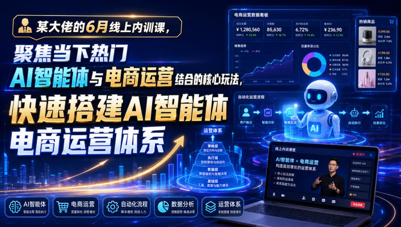 某大佬的6月线上内训课，聚焦当下热门AI智能体与电商运营结合的核心玩法，快速搭建AI智能体电商运营体系-天梦资源网
