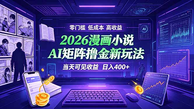爆款小说漫画大阅读 ai矩阵操作 当天可见收益 日入400+ 零门槛 高收益-天梦资源网