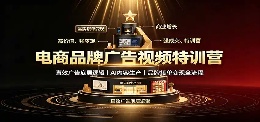 电商品牌广告视频特训：直效广告底层逻辑，AI内容生产，品牌接单变现全流程-天梦资源网