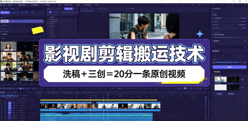 影视剧剪辑搬运技术，洗稿+三创=20分一条原创视频-天梦资源网