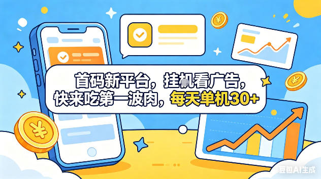 首码新平台，挂G自动看广告，快来吃第一波肉，每天单机30+，可矩阵放大【揭秘】-天梦资源网