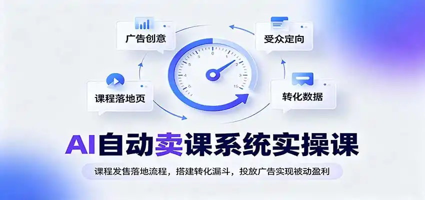 AI自动卖课系统实操课：课程发售落地流程，搭建转化漏斗，投放广告实现被动盈利-天梦资源网