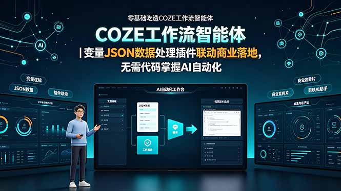 零基础吃透COZE工作流智能体｜变量JSON数据处理插件联动商业落地，无需代码掌握AI自动化-天梦资源网