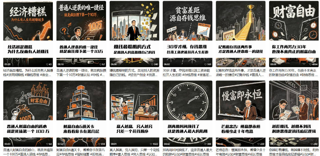 【AI书单】财富书籍图文解读玩法，一键直出，几十条视频，跑出1000单，全流程拆解，新手也可以上手-天梦资源网