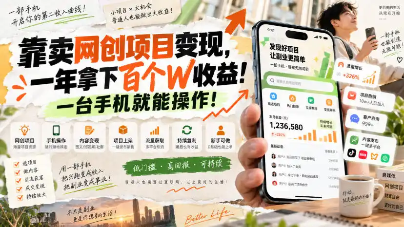 网创小程序虚拟资料变现，一年拿下百万收益，一部手机就可以做，0成本变现副业！-天梦资源网