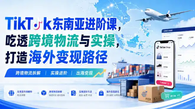 TikTok东南亚进阶课，吃透跨境物流与实操，打造海外变现路径-天梦资源网