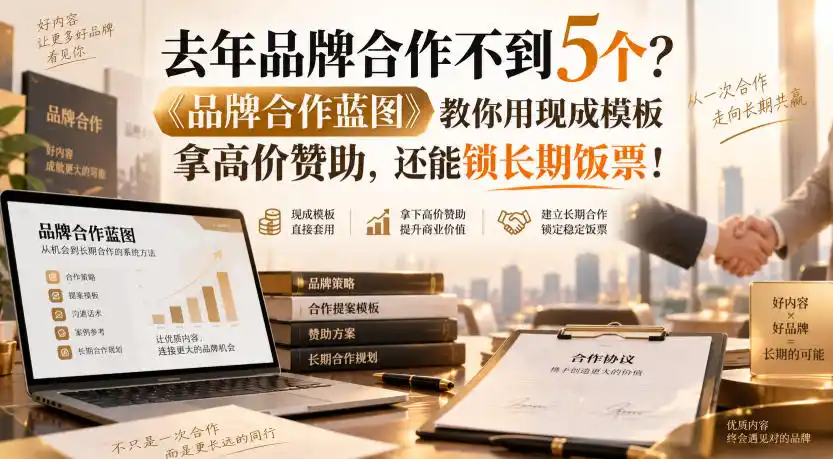 去年品牌合作不到5个？《品牌合作蓝图》教你用现成模板拿高价赞助，还能锁长期饭票！【原创双语字幕】-天梦资源网