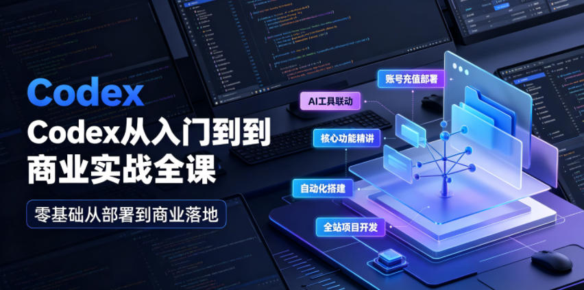 Codex从入门到商业实战全课｜账号充值部署、AI工具联动、核心功能精讲、自动化搭建、全站项目开发零基础教程-天梦资源网