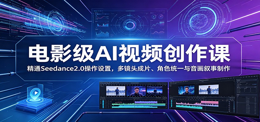 电影级AI视频创作课：精通Seedance2.0操作设置，多镜头成片、角色统一与音画叙事制作-天梦资源网