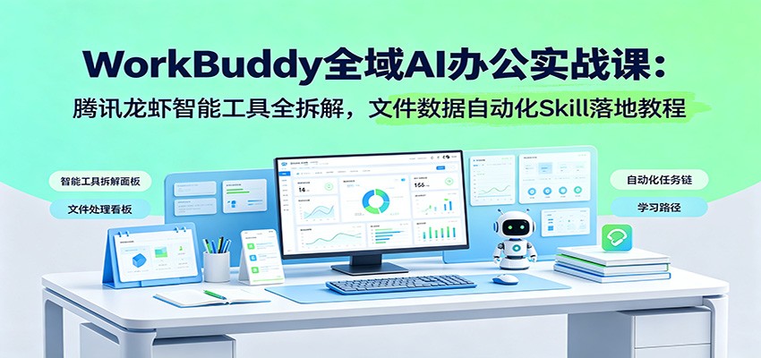 WorkBuddy全域AI办公实战课：腾讯龙虾智能工具全拆解，文件数据自动化Skill落地教程-天梦资源网