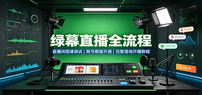 绿幕直播全流程：直播间搭建调试，账号橱窗开通，完整落地开播教程-天梦资源网