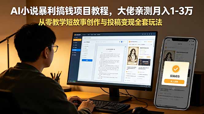 AI小说暴利搞钱项目教程，大佬亲测月入1-3万，从零教学短故事创作与投稿变现全套玩法-天梦资源网