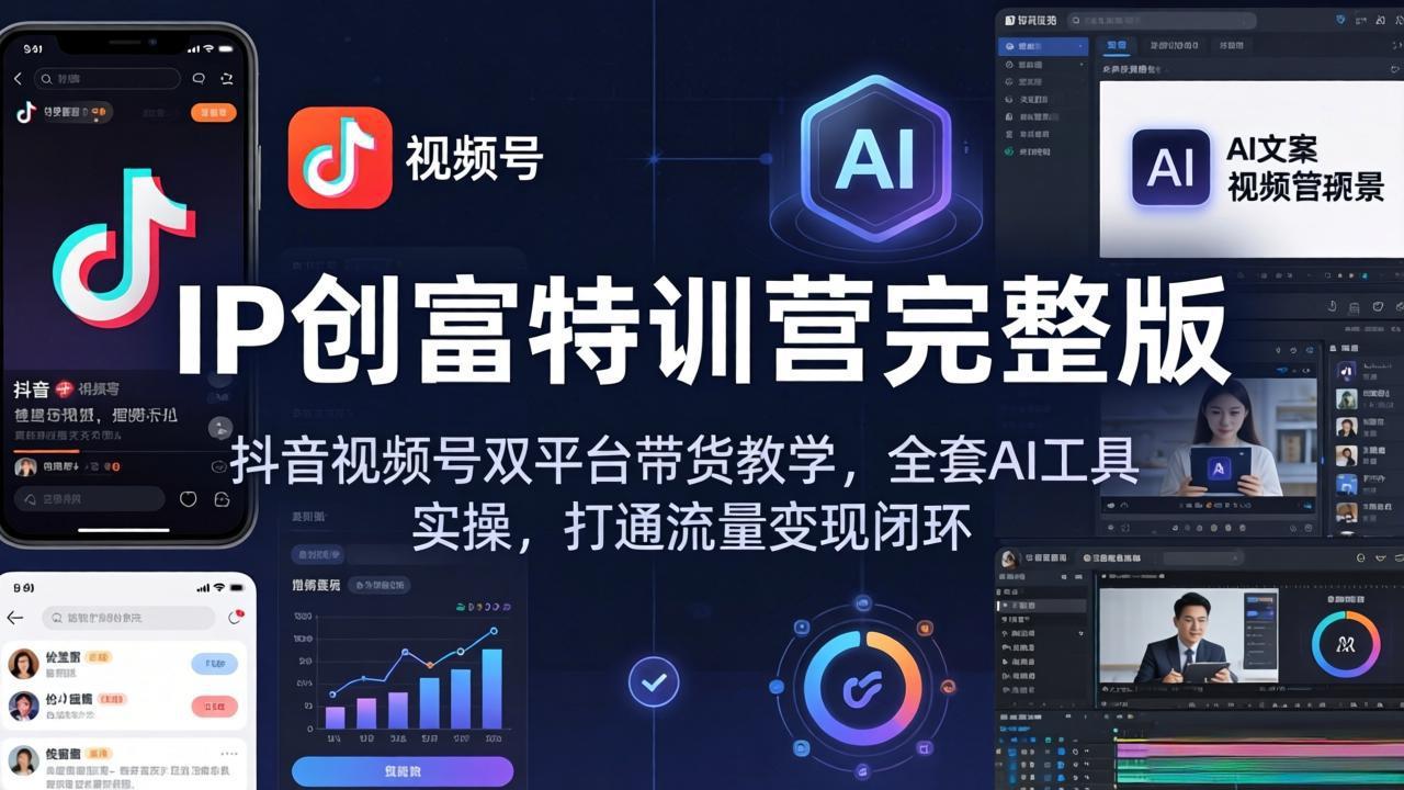 IP创富特训营完整版：抖音视频号双平台带货教学，全套AI工具实操，打通流量变现闭环-天梦资源网
