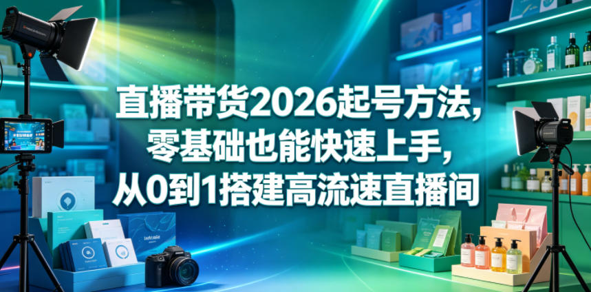 直播带货2026起号方法，零基础也能快速上手，从0到1搭建高流速直播间-天梦资源网