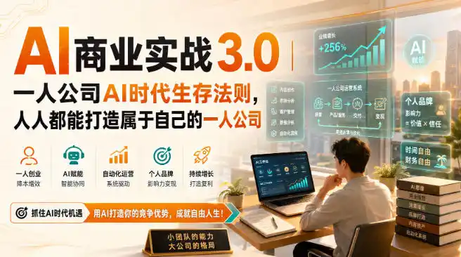 AI商业实战3.0｜一人公司AI时代生存法则，人人都能打造属于自己的一人公司-天梦资源网