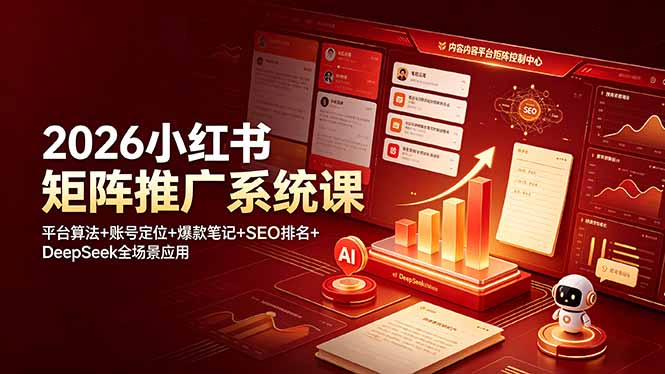 2026小红书矩阵推广系统课：平台算法+账号定位+爆款笔记+SEO排名+DeepSeek全场景应用-天梦资源网