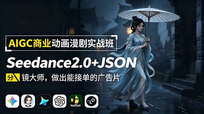 AIGC商业动画漫剧实战班-更新：Seedance2.0+JSON分镜大师，做出能接单的广告片-天梦资源网