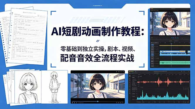 AI短剧动画制作教程：零基础到独立实操，剧本、视频、配音音效全流程实战-天梦资源网