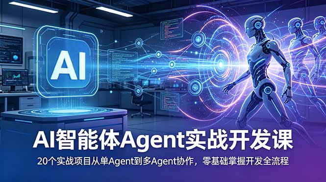 AI智能体Agent实战开发课：20个实战项目从单Agent到多Agent协作，零基础掌握开发全流程-天梦资源网