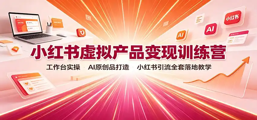 小红书虚拟产品变现训练营：工作台实操，AI原创品打造，小红书引流全套落地教学-天梦资源网