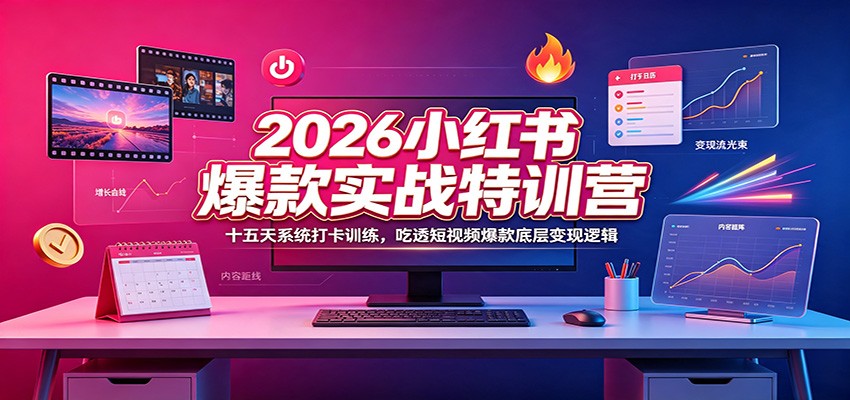 2026小红书爆款实战特训营：十五天系统打卡训练，吃透短视频爆款底层变现逻辑-天梦资源网