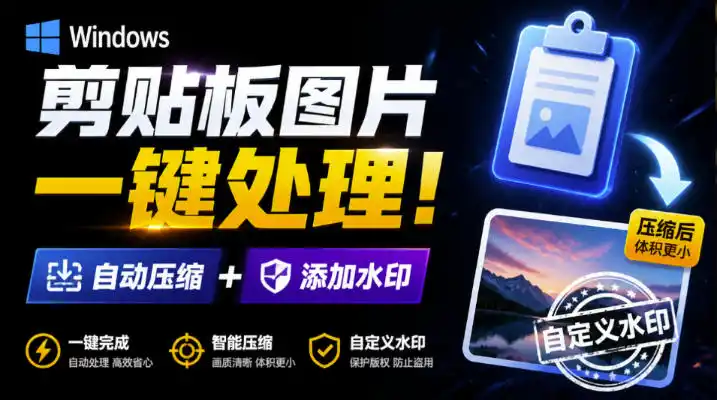 Windows剪贴板复制图片后，体积会暴涨数百倍？剪贴板图片一键自动压缩及添加水印工具-天梦资源网