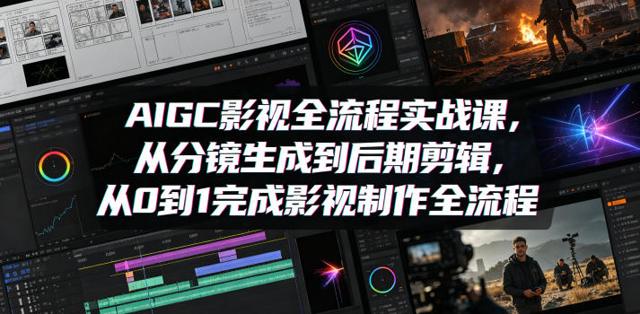 AIGC影视全流程实战课，从分镜生成到后期剪辑，从0到1完成影视制作全流程-天梦资源网