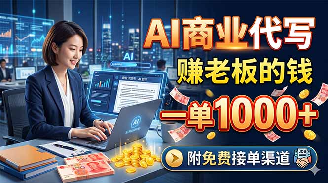 AI商业代写，赚老板的钱，一单1000+，附免费接单渠道-天梦资源网