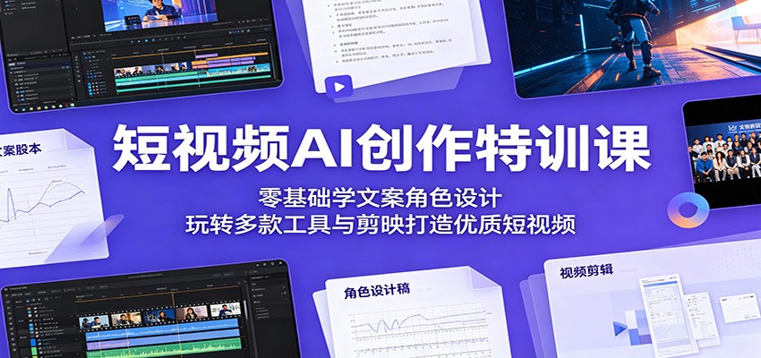 短视频AI创作特训课：零基础学文案角色设计，玩转多款工具与剪映打造优质短视频-天梦资源网