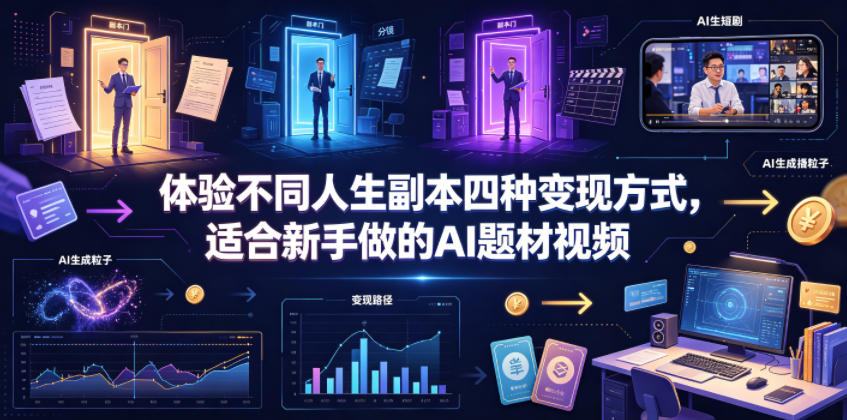 体验不同人生副本四种变现方式，适合新手做的AI题材视频-天梦资源网