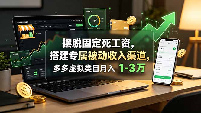 摆脱固定死工资，搭建专属被动收入渠道，多多虚拟类目月入 1-3 万-天梦资源网
