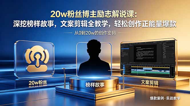 20w粉丝博主励志解说课：深挖榜样故事，文案剪辑全教学，轻松创作正能量爆款-天梦资源网