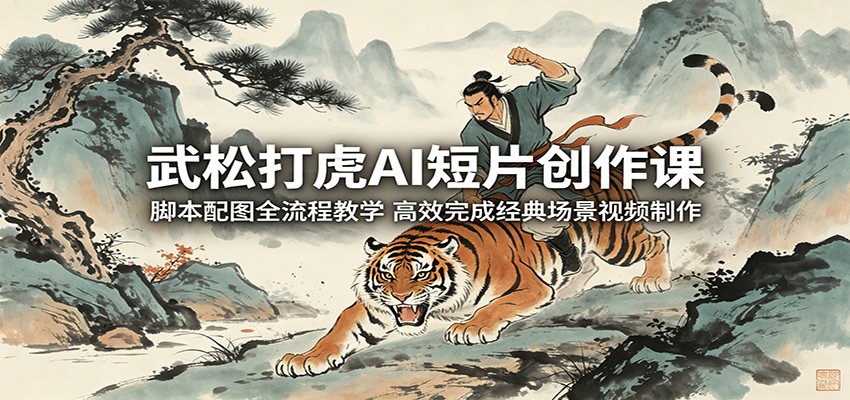 武松打虎AI短片创作课：脚本配图全流程教学，高效完成经典场景视频制作-天梦资源网