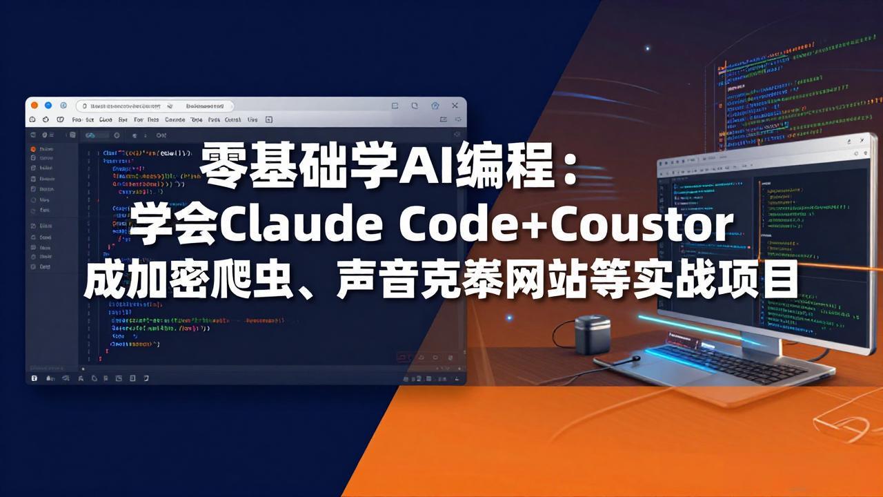 零基础学AI编程：学会Claude Code+Cursor完成加密爬虫、声音克隆网站等实战项目-天梦资源网