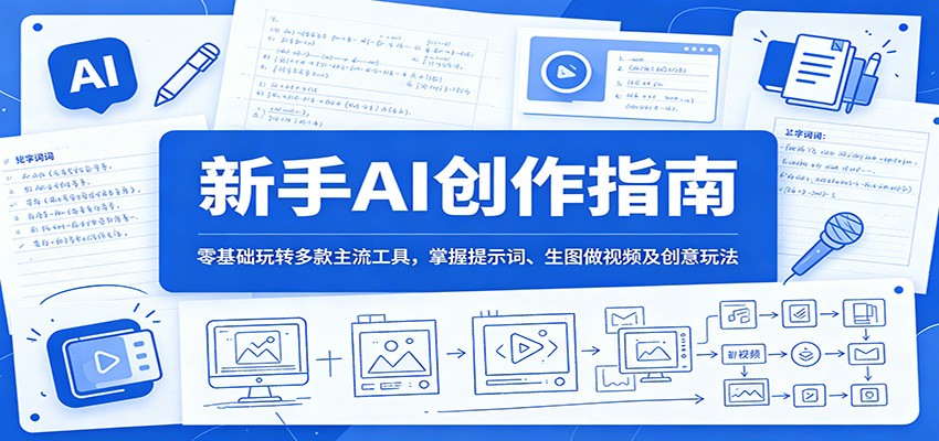 新手AI创作指南：零基础玩转多款主流工具，掌握提示词、生图做视频及创意玩法-天梦资源网