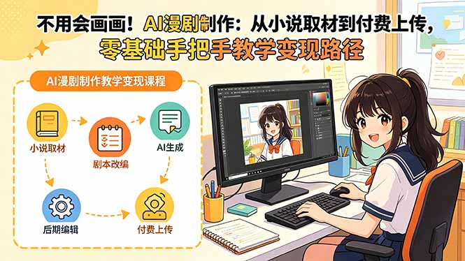 不用会画画！AI漫剧制作：从小说取材到付费上传，零基础手把手教学变现路径(更新-天梦资源网