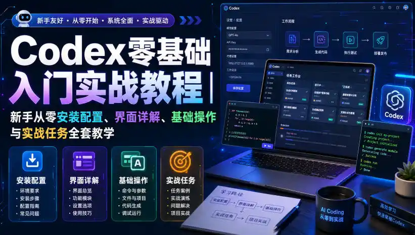 Codex零基础入门实战教程｜新手从零安装配置、界面详解、基础操作与实战任务全套教学-天梦资源网