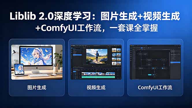 Liblib 2.0深度学习：图片生成+视频生成+ComfyUI工作流，一套课全掌握-天梦资源网