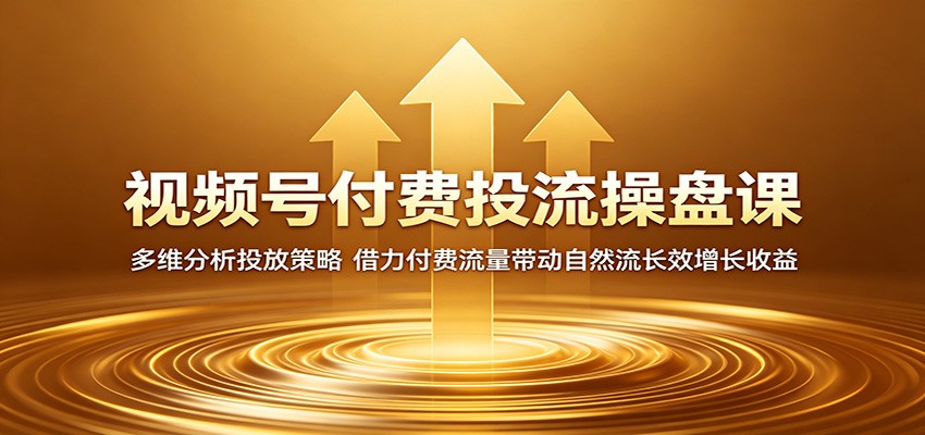 视频号付费投流操盘课：多维分析投放策略，借力付费流量带动自然流长效增长收益-天梦资源网