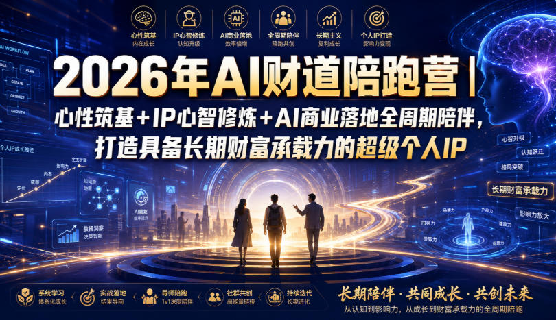 2026年AI财道陪跑营｜心性筑基+IP心智修炼+AI商业落地全周期陪伴，打造具备长期财富承载力的超级个人IP-天梦资源网
