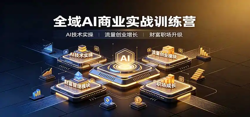 全域AI商业实战训练营：涵盖AI技术实操、流量创业、财富管理与职场成长全体系内容-天梦资源网