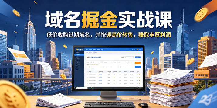 域名交易掘金实战课，低价收购过期域名，并快速高价转售，賺取丰厚利润【原创双语字幕】-天梦资源网